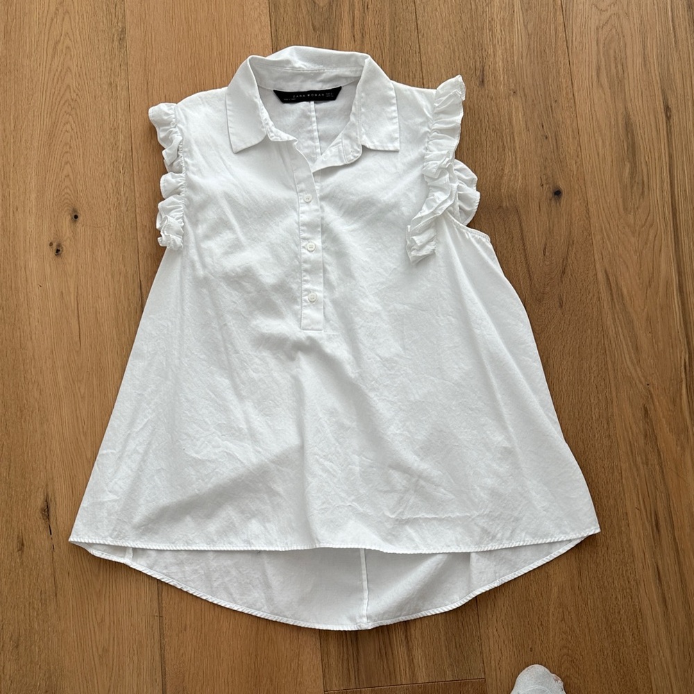 Zara White Ruffled Blouse